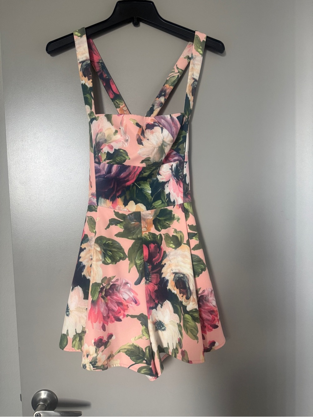 Black Halo Floral Pink Strappy A-Line Romper
